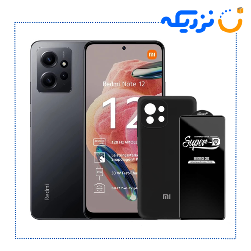 موبایل شیائومی مدل Redmi Note 12 4G 8/256 به همراه قاب،گلس و هدیه