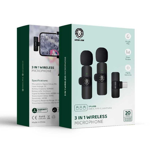 میکروفون بی سیم گرین لاین Green Lion 3 in 1 Wireless Microphone