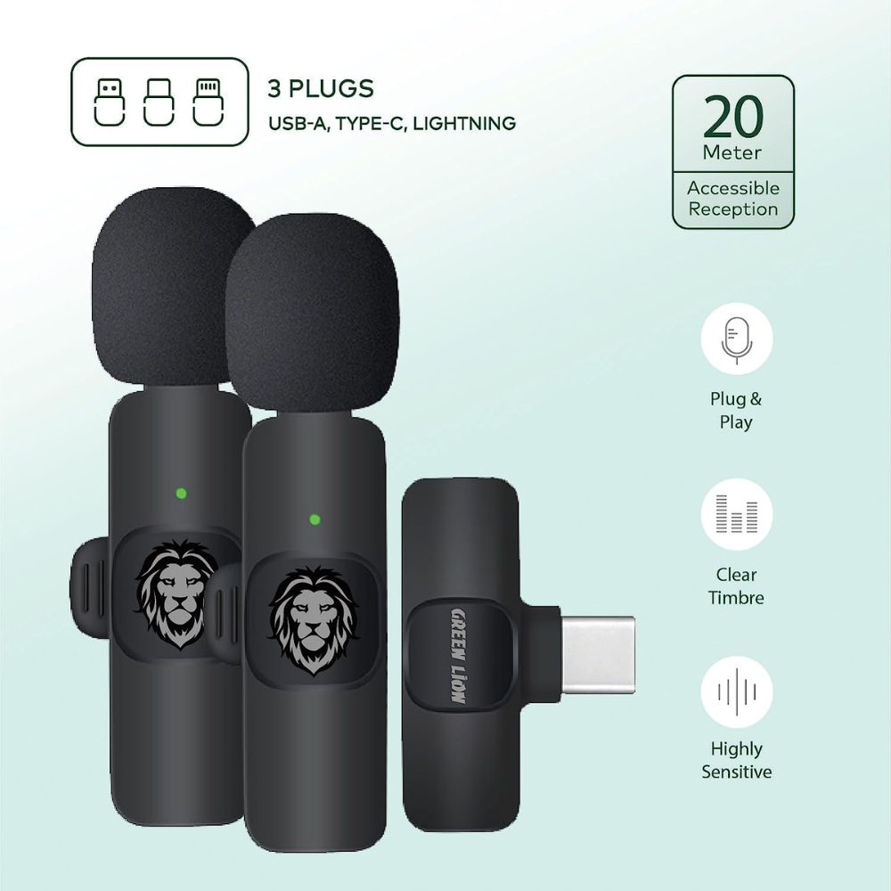 میکروفون بی سیم گرین لاین Green Lion 3 in 1 Wireless Microphone