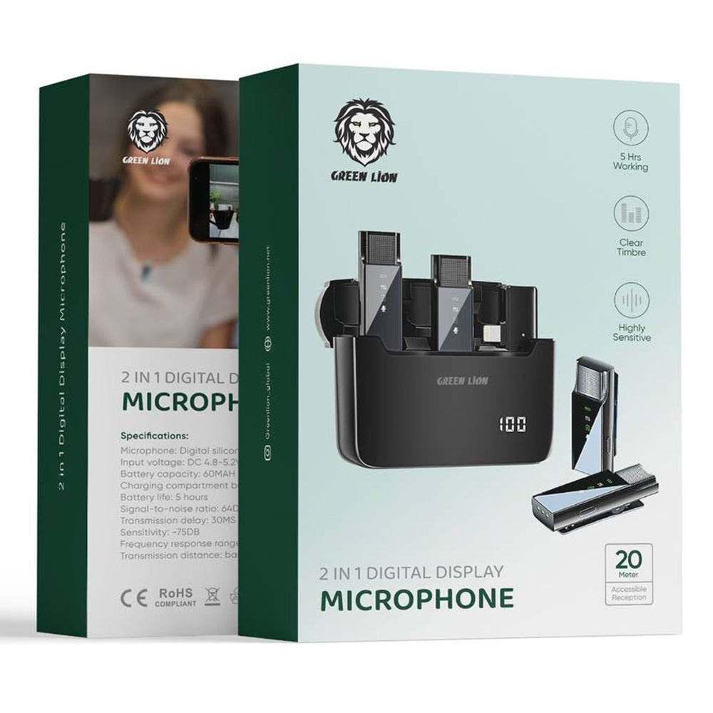 میکروفن یقه ای گرین لاین مدل 2in1 Wireless Microphone Type-C